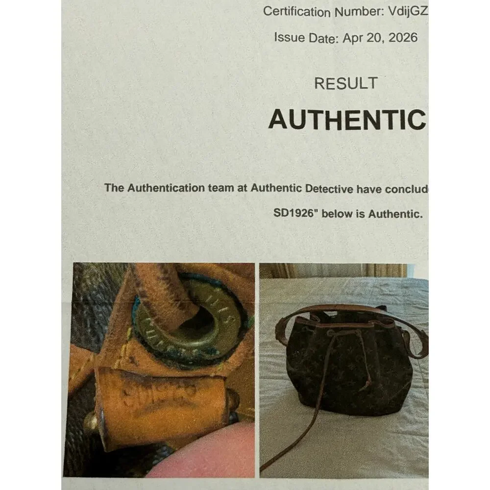 Vintage Louis Vuitton Noé Monogram Leather Shoulder Bag Cert. of Authenticity